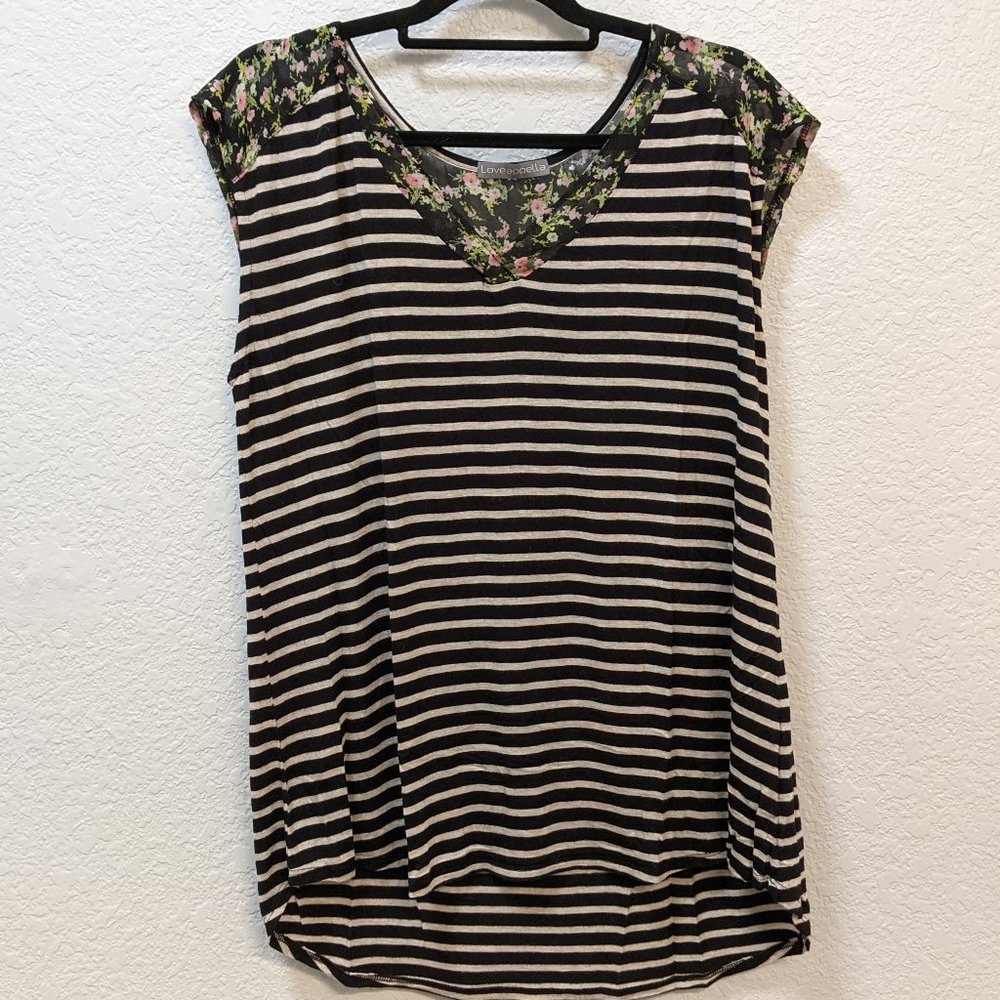 Regena Mixed Material Knit Top (floral accent!)